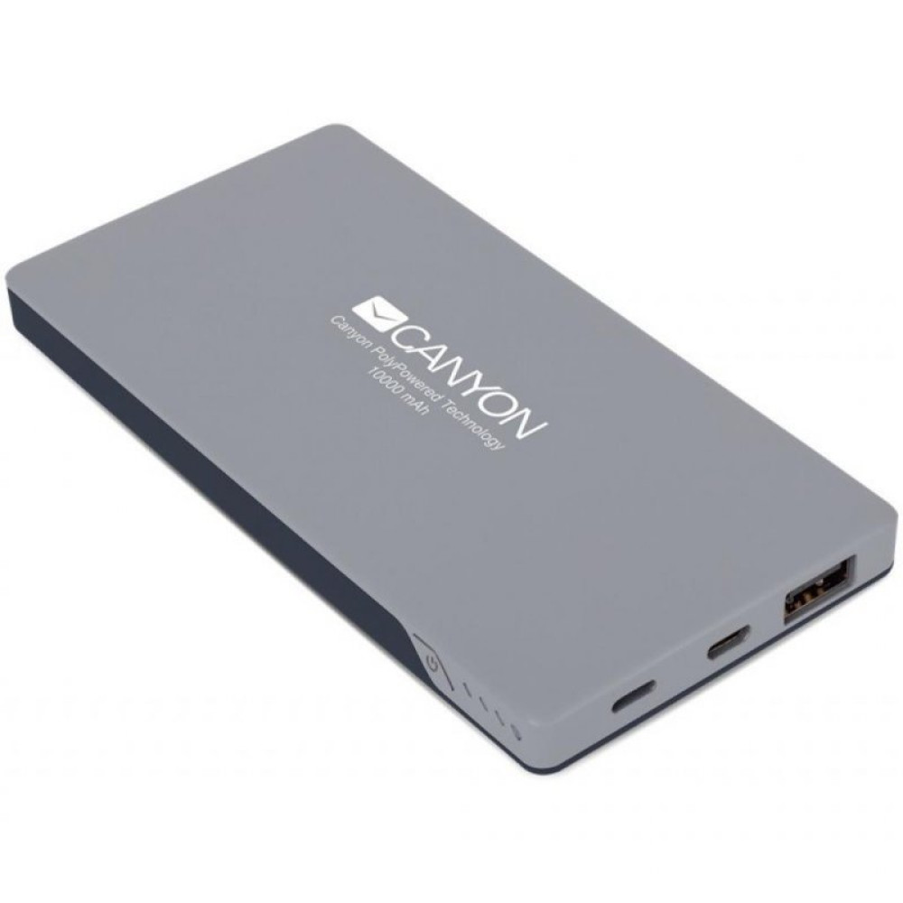 Батарея універсальна CANYON 10000mAh, Input 5V/2A, Output 5V/2A(Max), Dark Gray (CNS-TPBP10DG)
