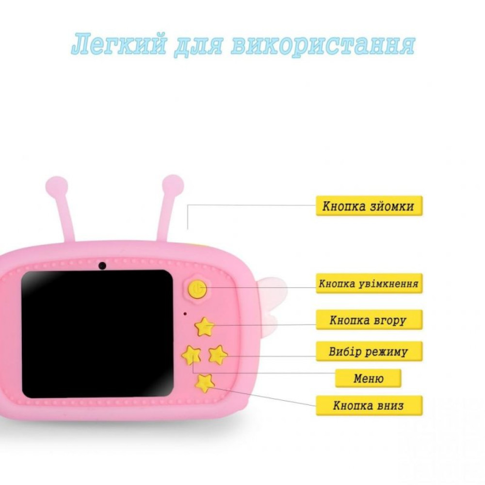 Інтерактивна іграшка XoKo Bee Dual Lens Цифровий дитячий фотоапарат рожевий (KVR-100-PN)
