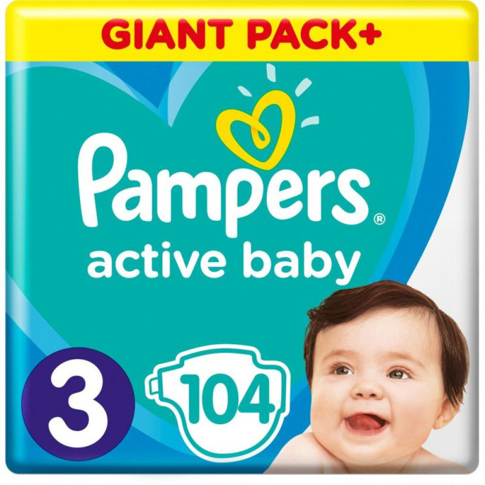 Подгузник Pampers Active Baby Midi Размер 3 (6-10 кг), 104 шт. (8001090950215)