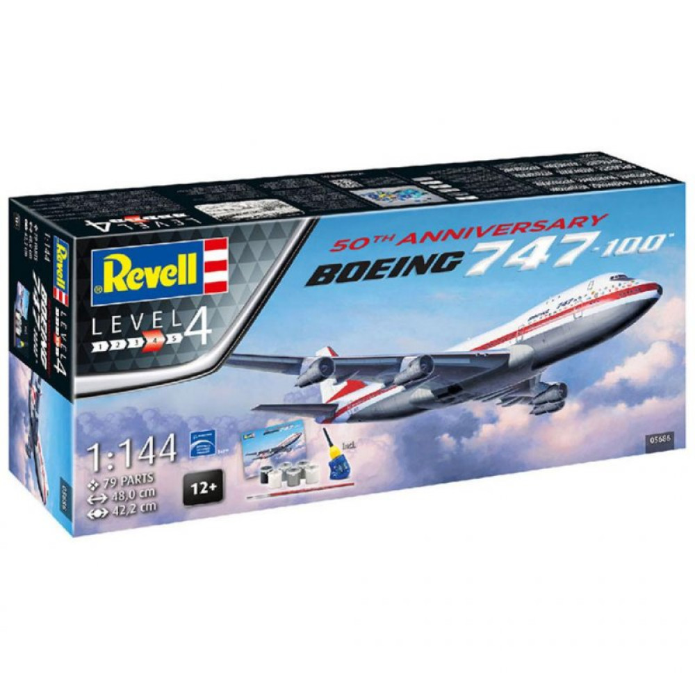Сборная модель Revell Самолет Боинг-747-100 50 лет 4, 1:144 (RVL-05686) Сборная модель Revell Самолет Боинг-747-100 50 лет 4, 1:144 (RVL-05686)
