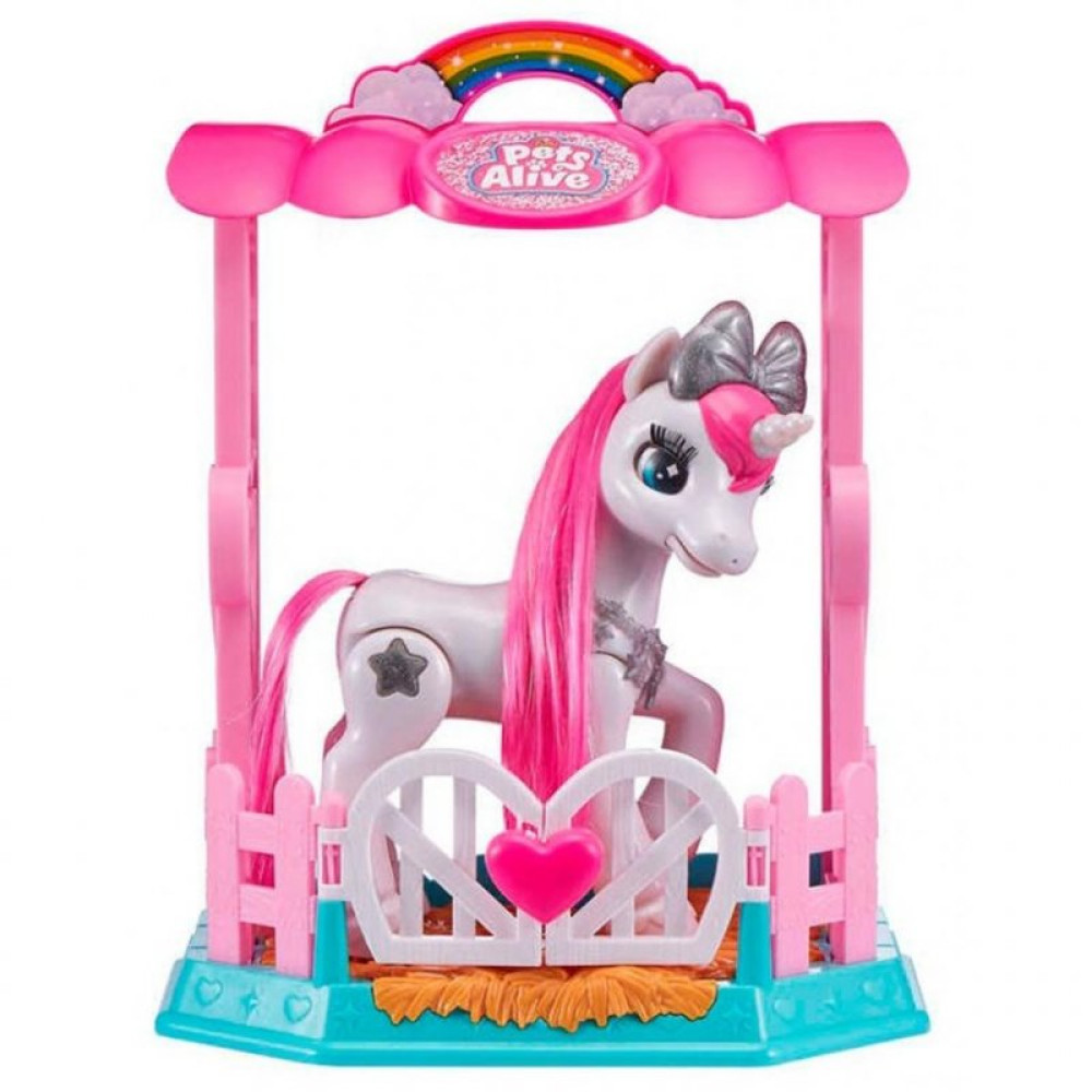 Интерактивная игрушка Pets & Robo Alive Pets Alive Белый единорог в домике (9502W)