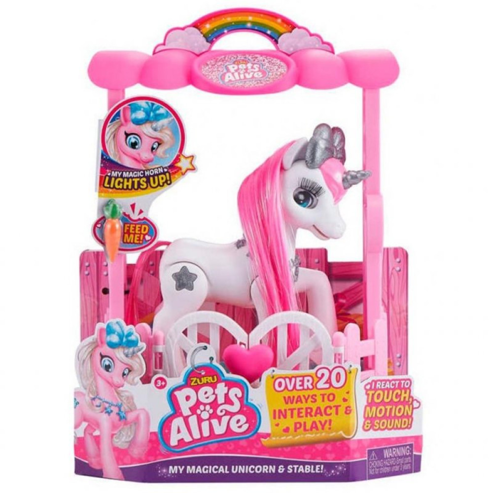 Интерактивная игрушка Pets & Robo Alive Pets Alive Белый единорог в домике (9502W)