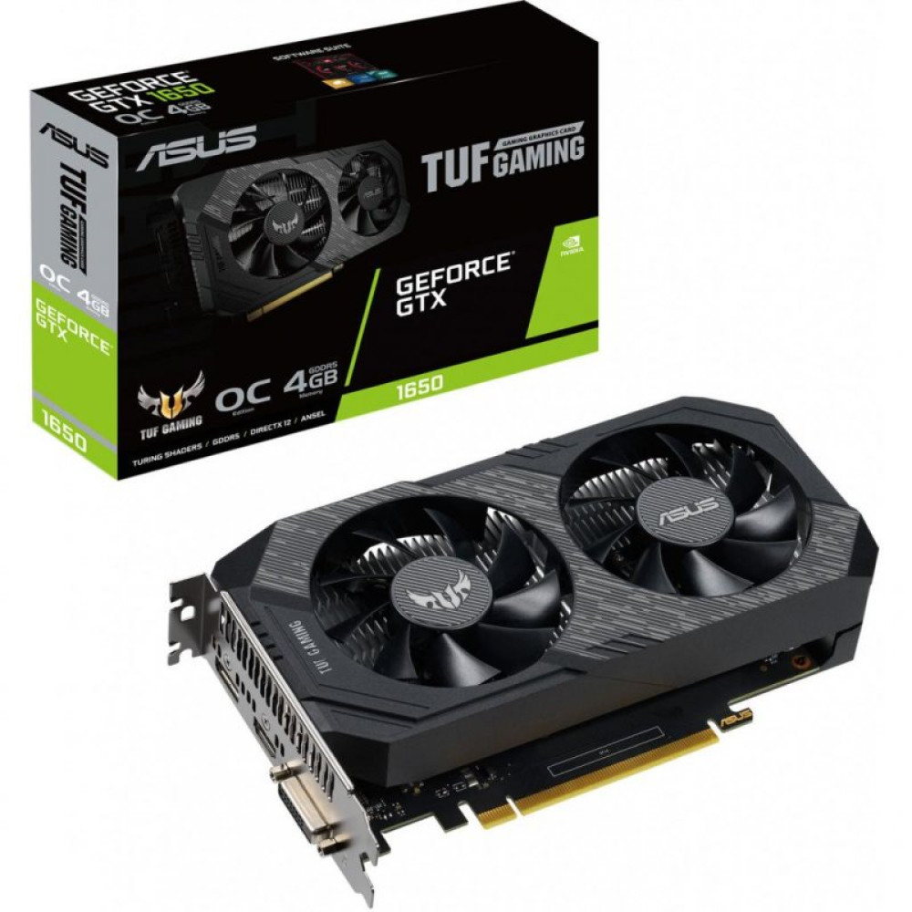 Відеокарта ASUS GeForce GTX1650 4096Mb TUF OC D6 P GAMING (TUF-GTX1650-O4GD6-P-GAMING)