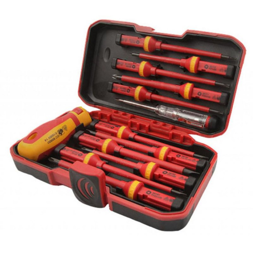 Набор инструментов Tolsen диэлектрическая отвертка, сменные стержни 13 предм. (38016)