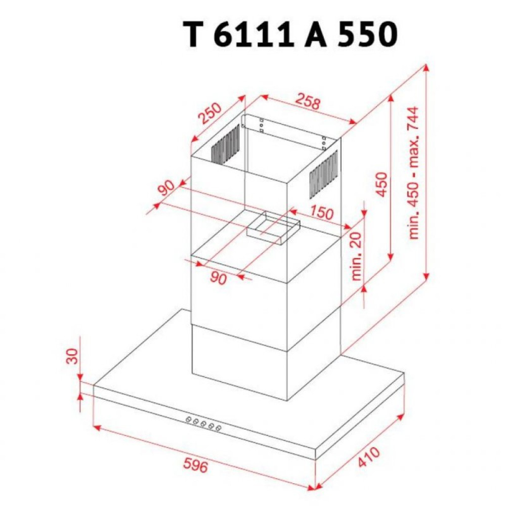 Витяжка кухонна Perfelli T 6111 A 550 BL