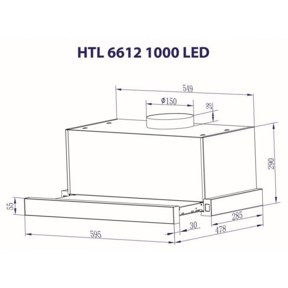 Витяжка кухонна Minola HTL 6612 I 1000 LED