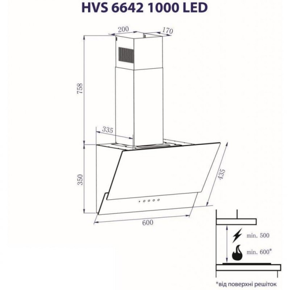 Витяжка кухонна Minola HVS 6642 BL 1000 LED