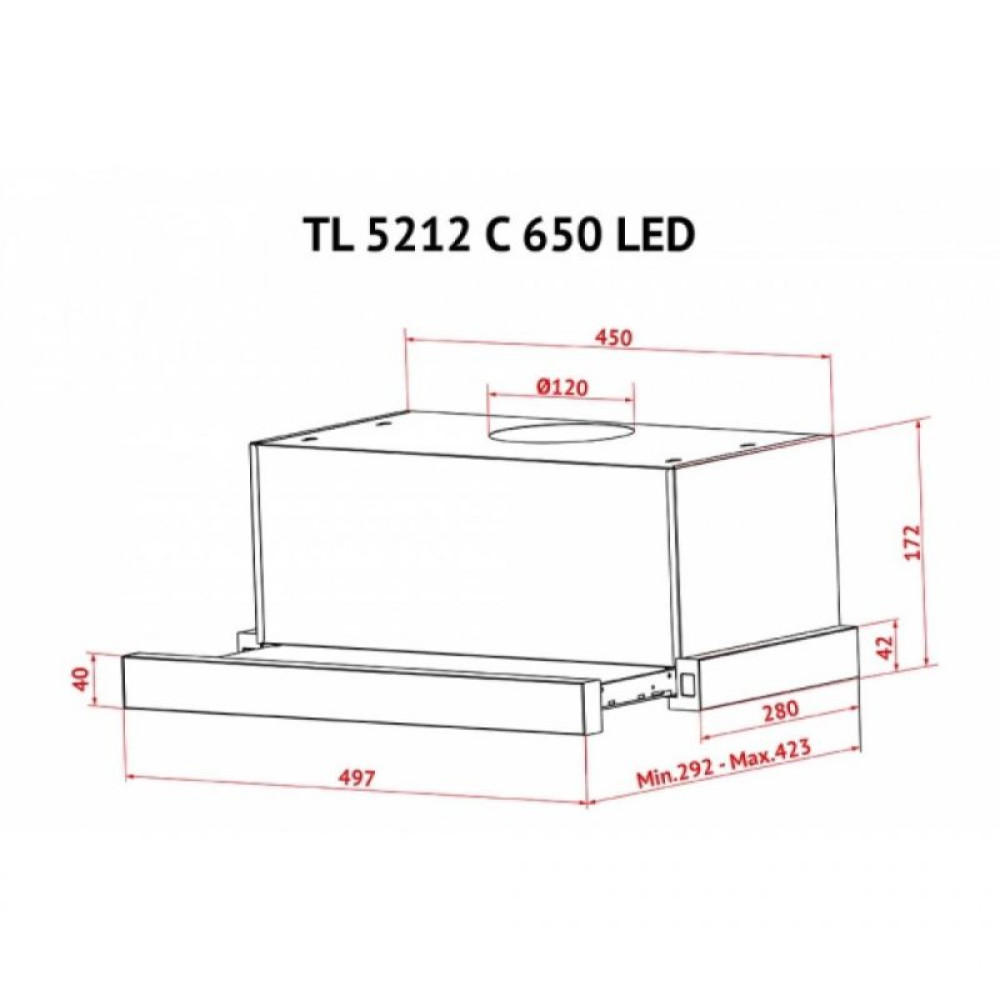 Вытяжка кухонная PERFELLI TL 5212 C S/I 650 LED