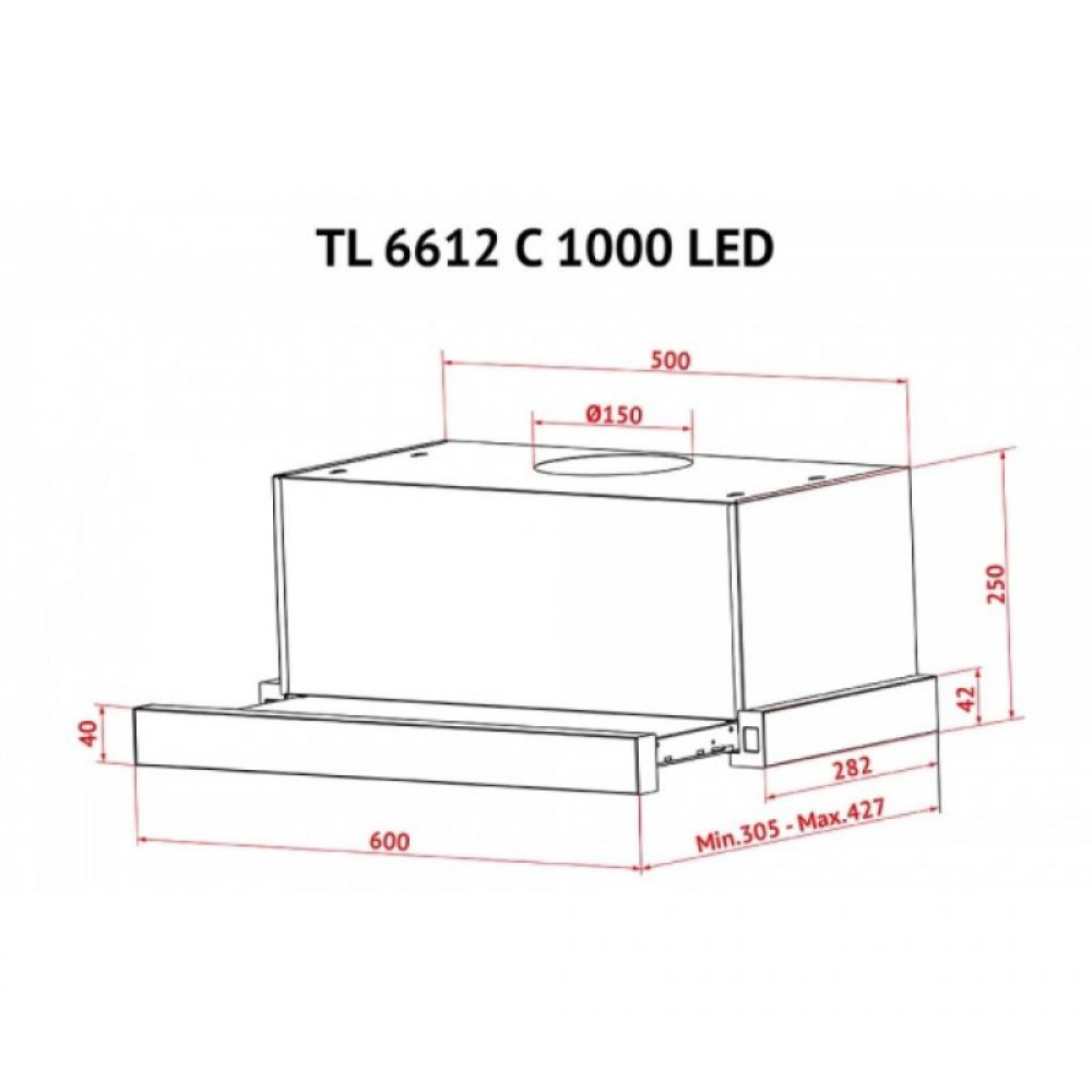 Витяжка кухонна Perfelli TL 6612 C IV 1000 LED