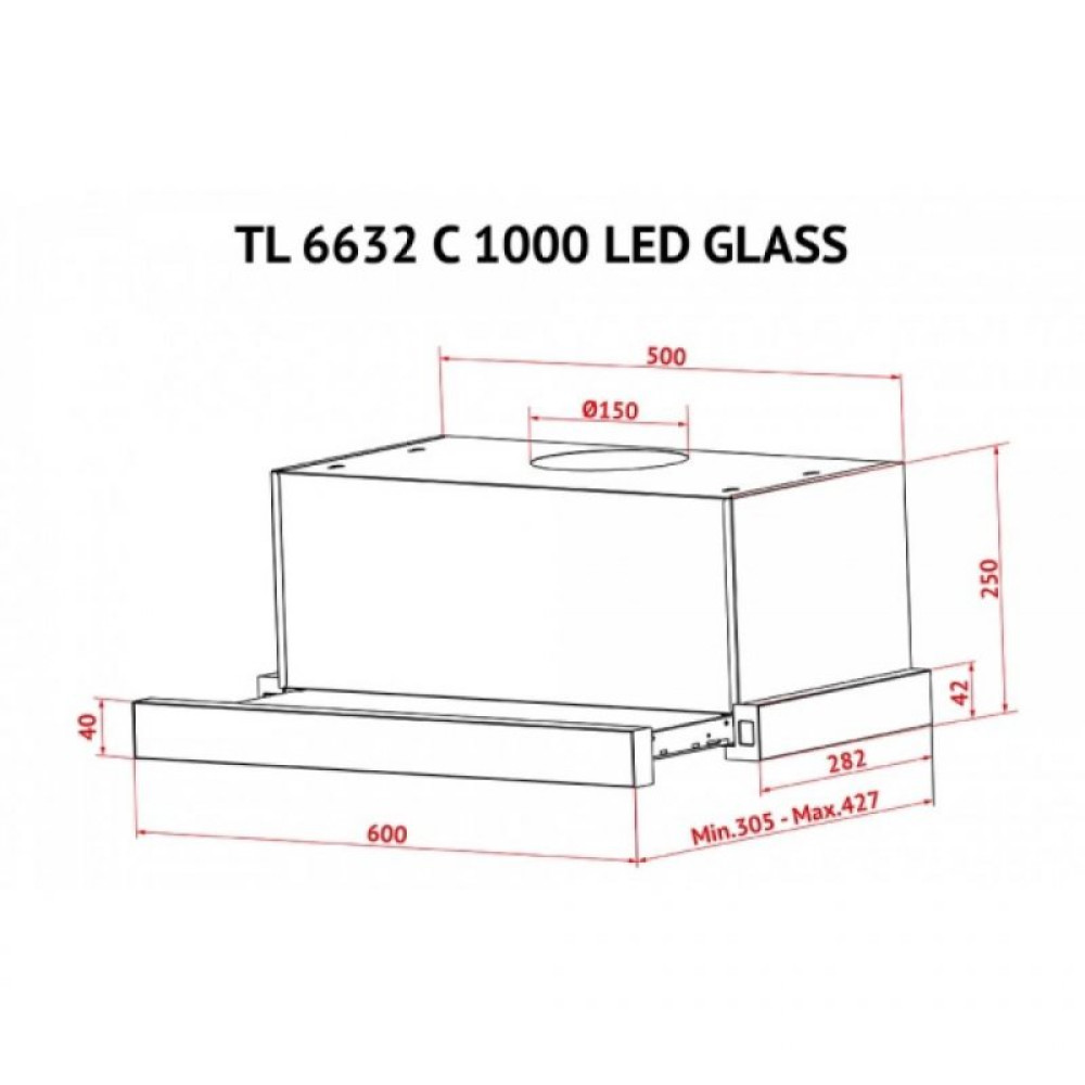 Витяжка кухонна Perfelli TL 6632 C BL 1000 LED GLASS