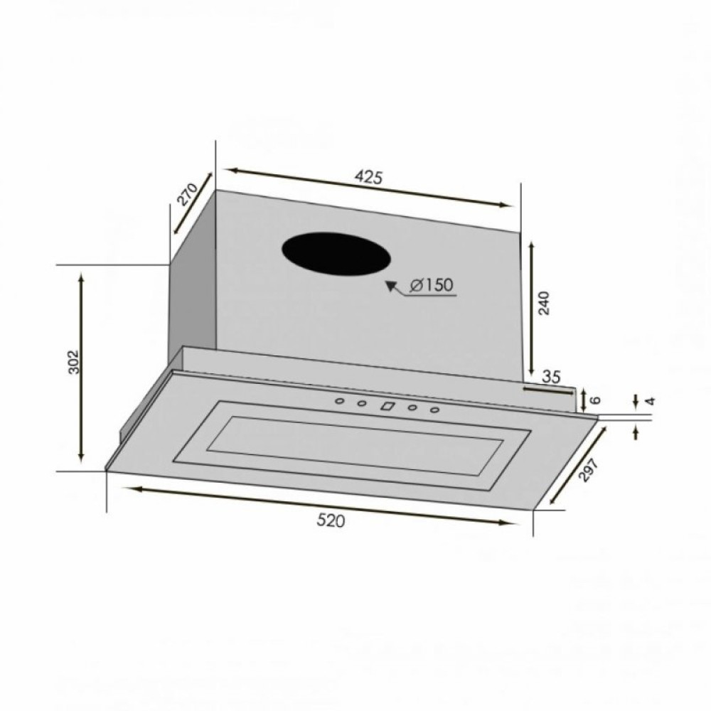 Витяжка кухонна Ventolux PUNTO 60 BG (1200) TRC FLED