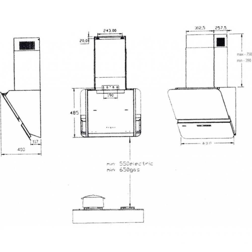 Вытяжка кухонная Borgio RNT-LX 60 ivory SU