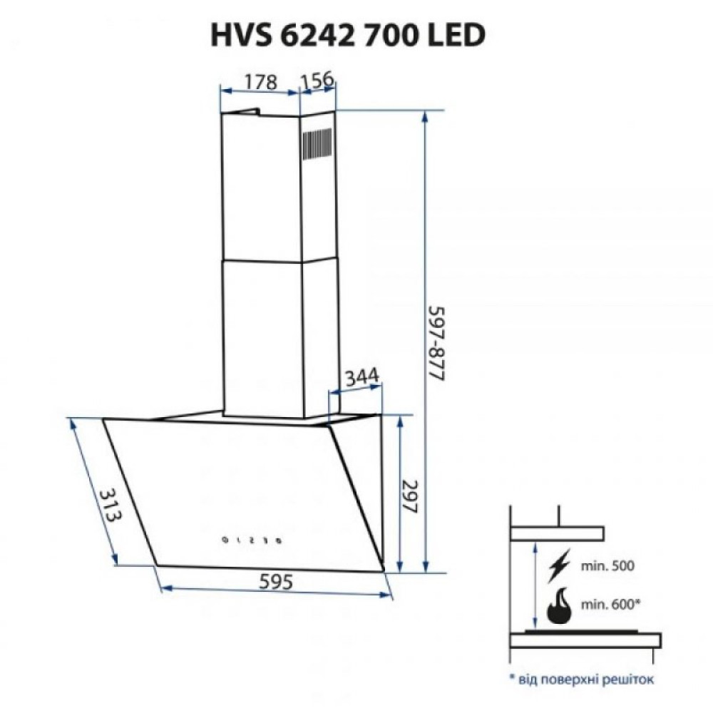 Вытяжка кухонная MINOLA HVS 6242 BL 700 LED