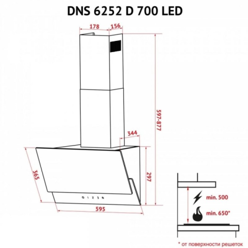Витяжка кухонна Perfelli DNS 6252 D 700 IV LED