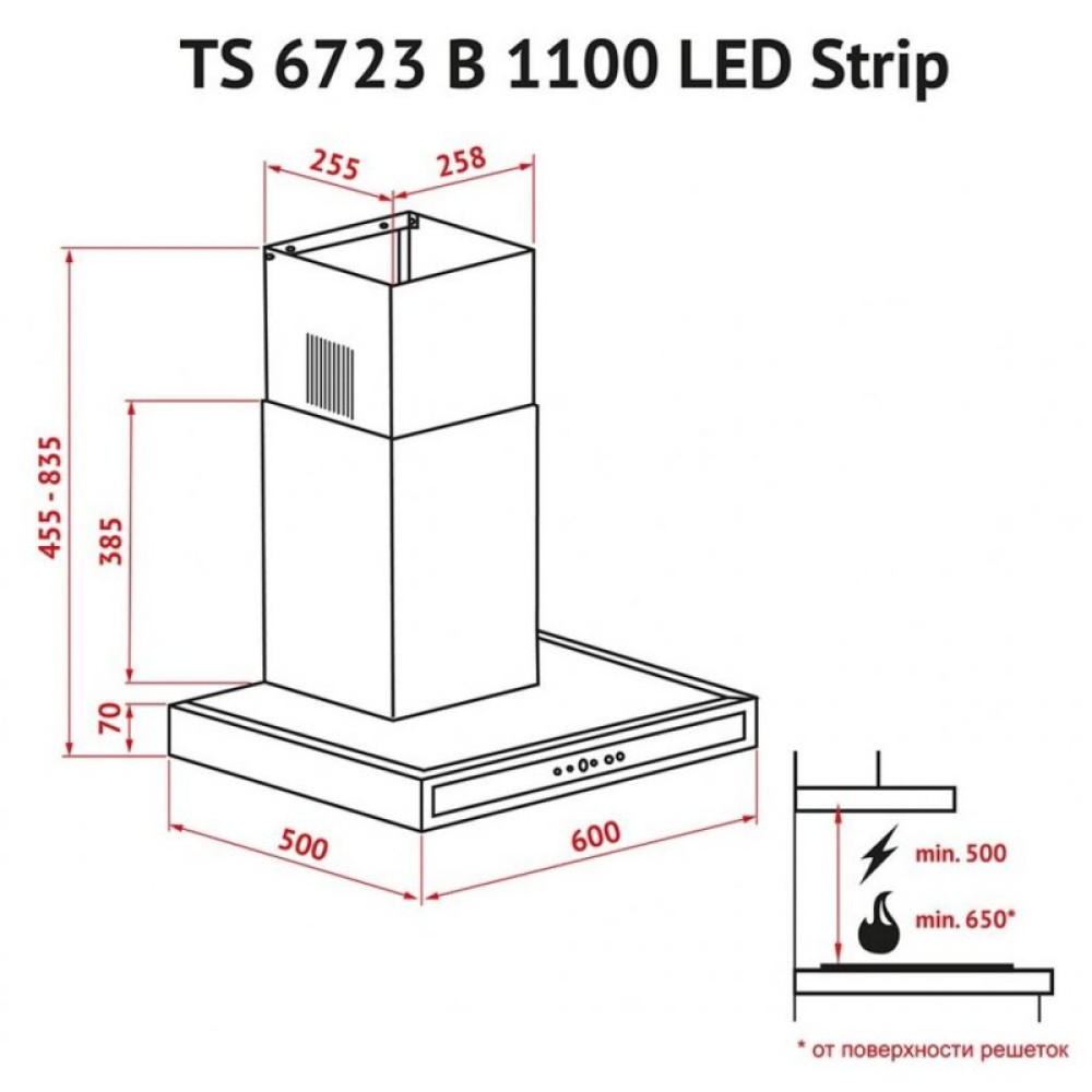 Витяжка кухонна Perfelli TS 6723 B 1100 BL LED Strip