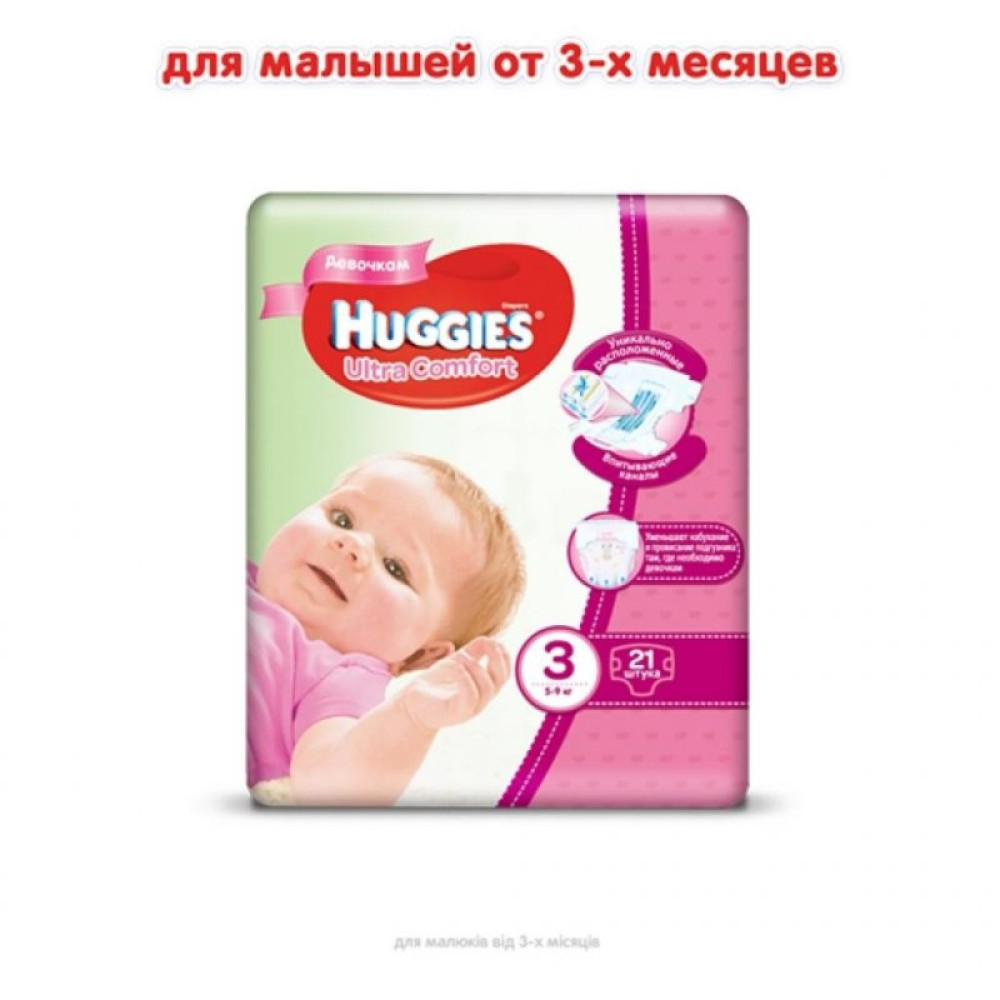 Подгузник Huggies Ultra Comfort 3 для девочек (5-9 кг) 21 шт (5029053543543)