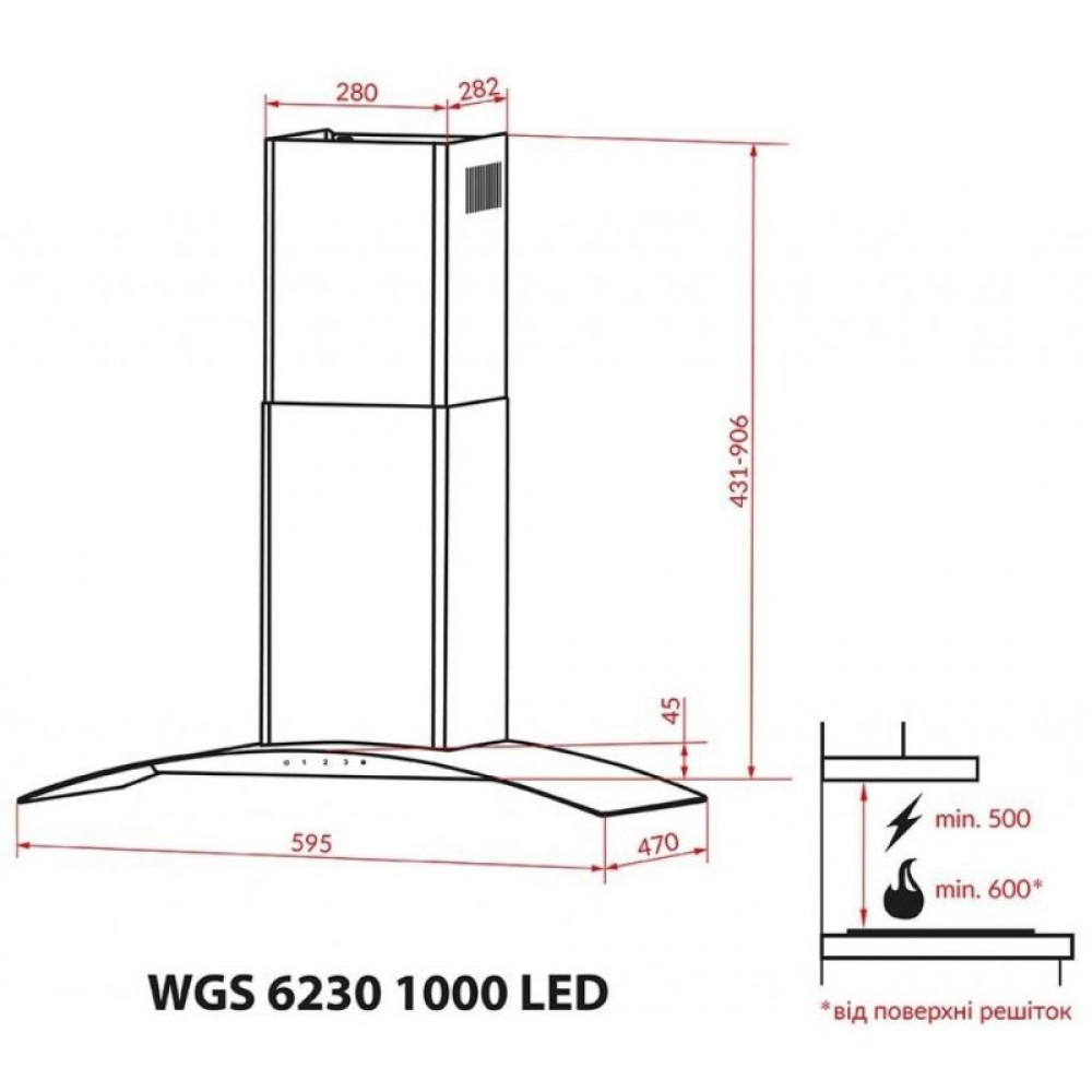 Витяжка кухонна Weilor WGS 6230 BL 1000 LED