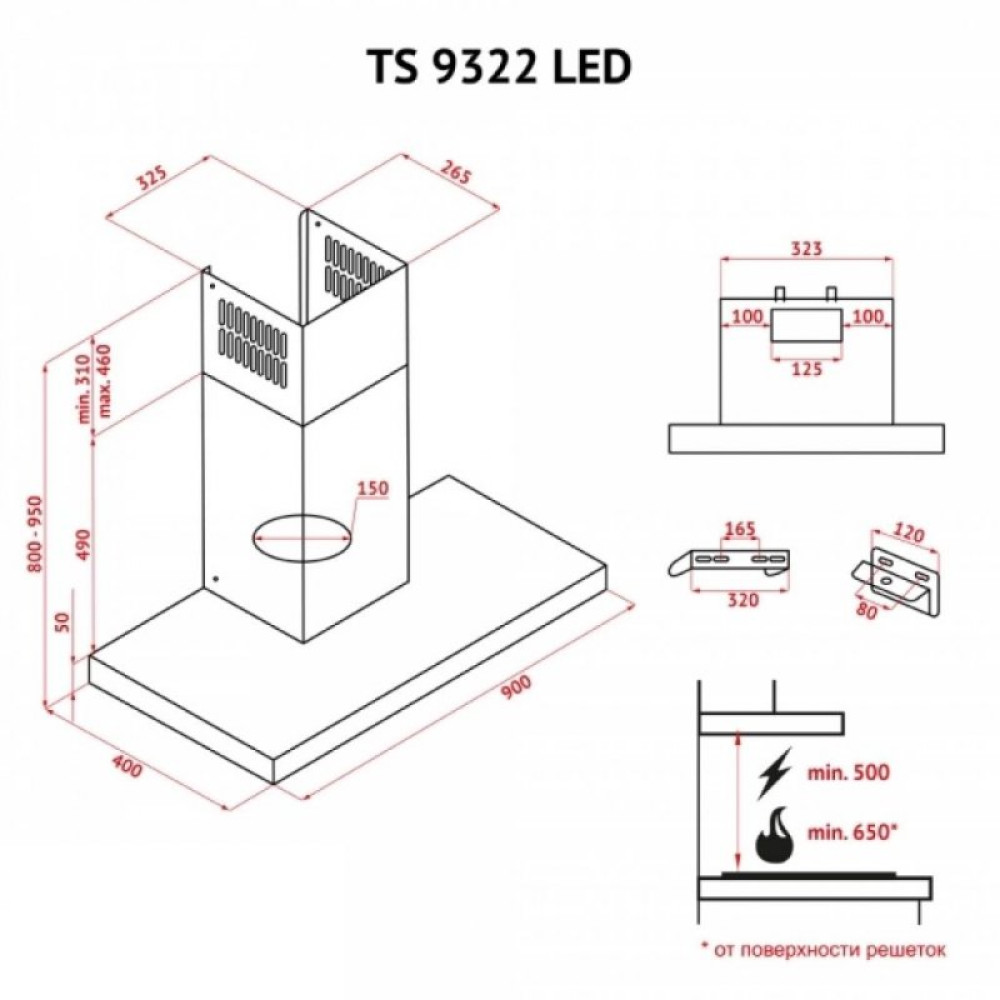 Витяжка кухонна Perfelli TS 9322 I/BL LED