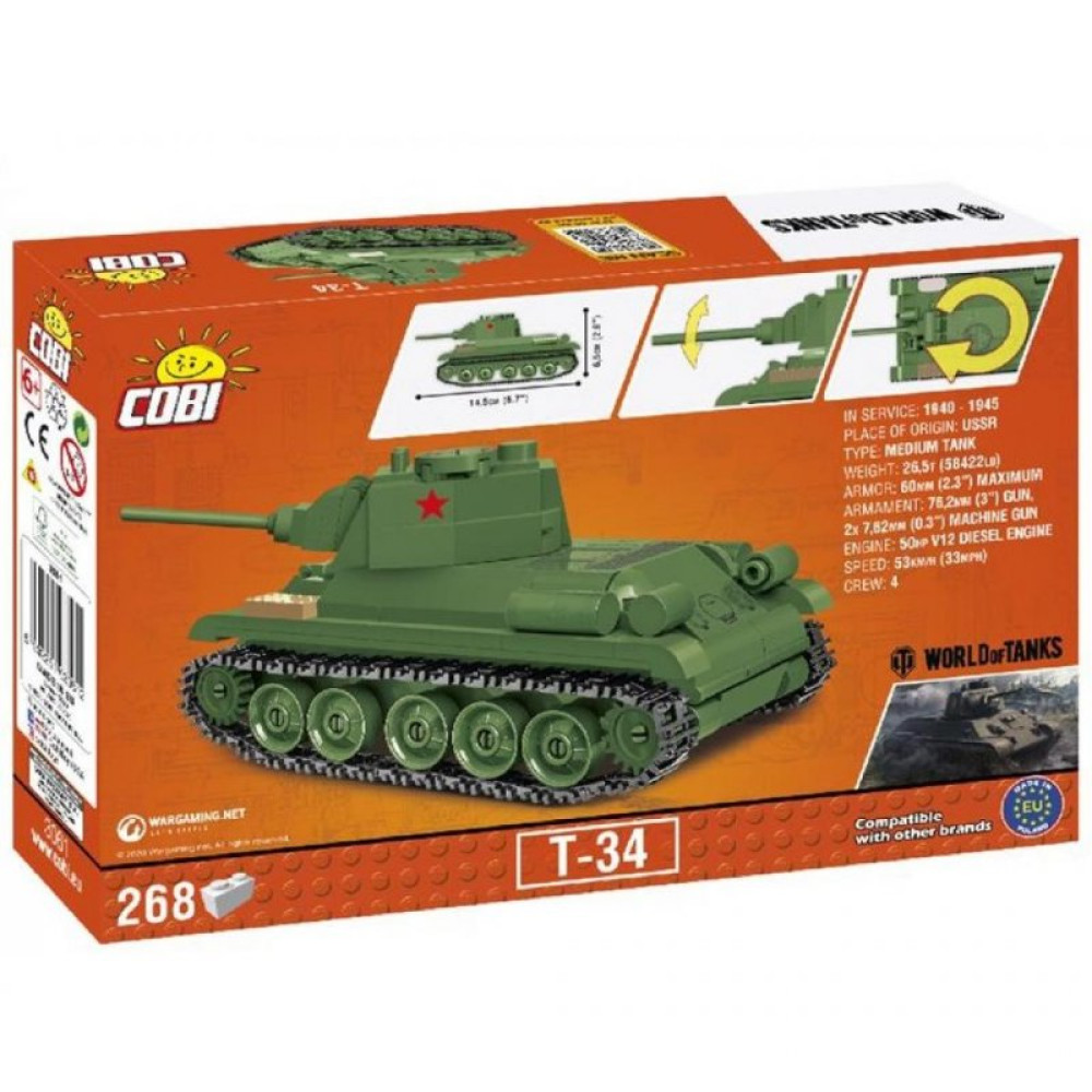 Конструктор Cobi Танк Т-34, 268 деталей (COBI-3061)