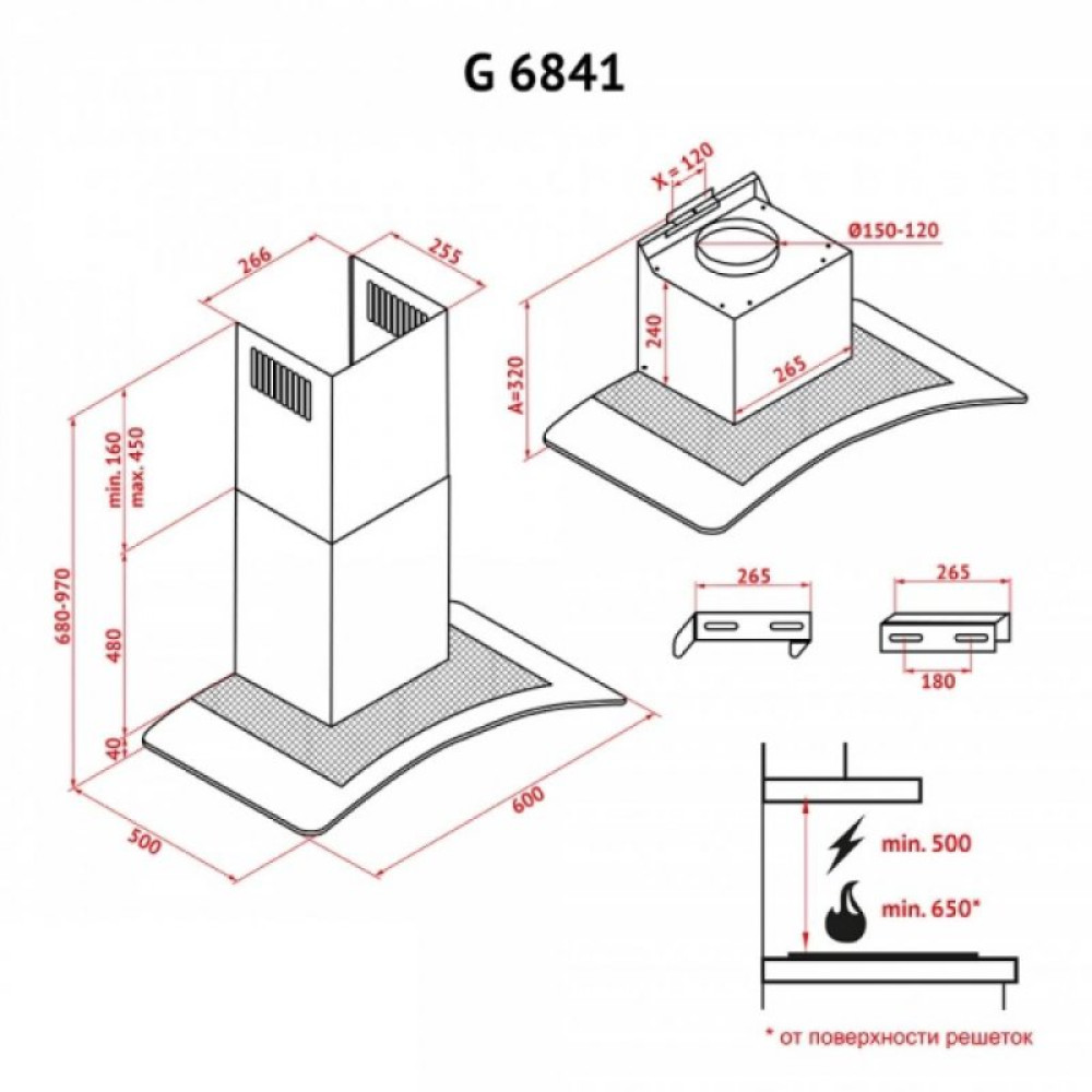 Витяжка кухонна Perfelli G 6841 W (G6841W)