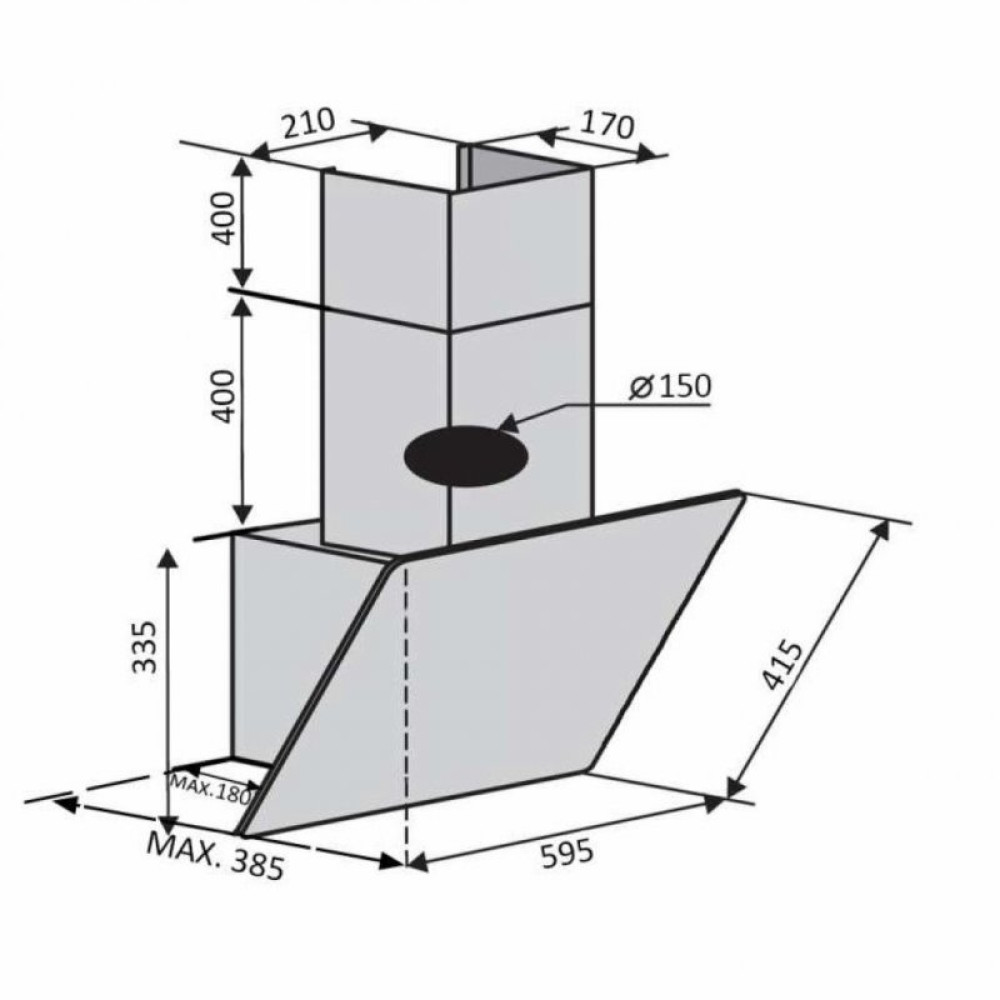 Вытяжка кухонная VENTOLUX IRROR 60 BK (1000) TC HOL (MIRROR 60 BK (1000) TC HOL)
